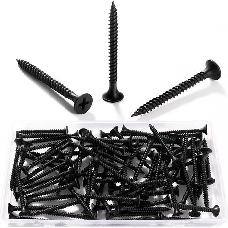 80 Pièces M3.5  40 mm Vis à Bois À Filetage Épais, Vis Cruciformes, Vis Autotaraudeuses, pour Cloisons SèChes, Meubles En Bois, Noir (1/5)