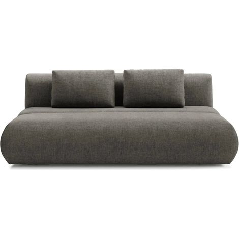 TINA - Canapé droit convertible tissu chiné 2 places Gris foncé (1/5)