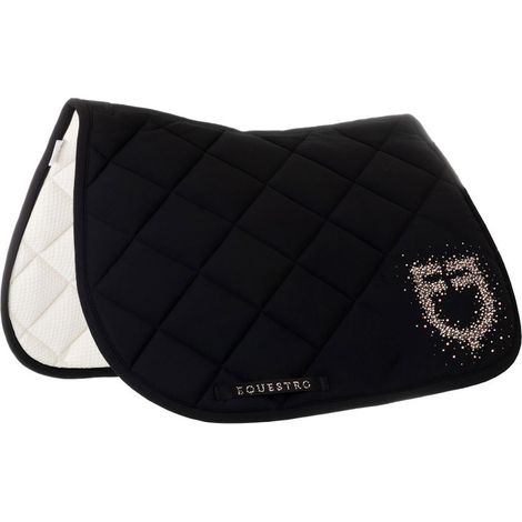 pony, Nero: Sottosella da salto in tessuto tecnico con logo in strass Stone edition