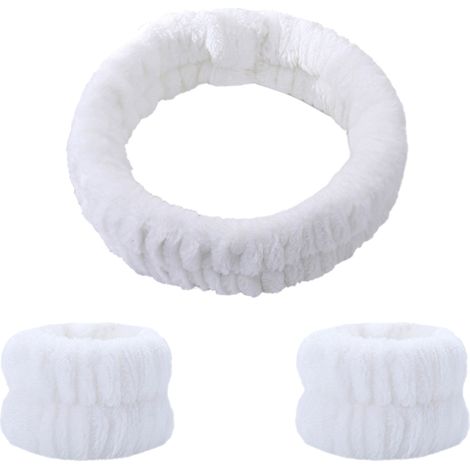 Diadema de felpa, goma para el cabello, maquillaje cosmético, lavado facial, ducha, spa. (1/5)