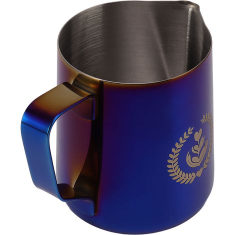 Pichet mousseur à lait en acier inoxydable 350 ml avec graduation pour la préparation du café (bleu) (1/5)