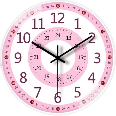 Orologio per imparare il tempo, colorato e silenzioso Decorazione da parete per camera dei bambini (ragazzi e ragazze), camera da letto, sala giochi, asilo nido, aula, asilo nido, scuola materna (20 (1/5)