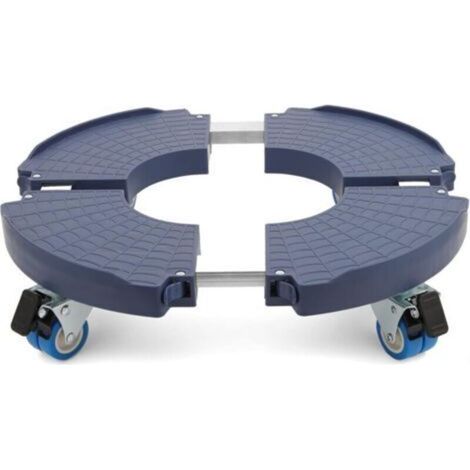 Support de pot à roulettes rotatif 360°, charge 200 kg, plateau réglable Ø 40–54 cm, usage intérieur/extérieur, bleu (1/4)