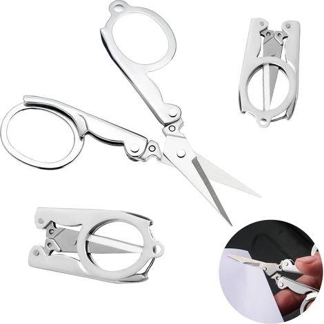 Ciseau Pliant, Pliables, Acier Inoxydable, Ciseaux de Voyage, Multi-Usages pour Broderie/Camping/Bureau (1/5)