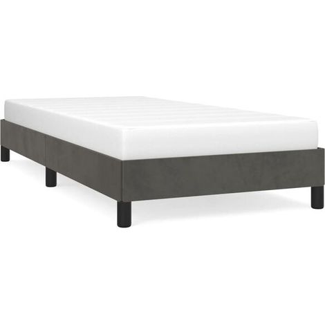 Cadre de lit en velours gris foncé (80x200 cm), matelas non inclus. (1/5)
