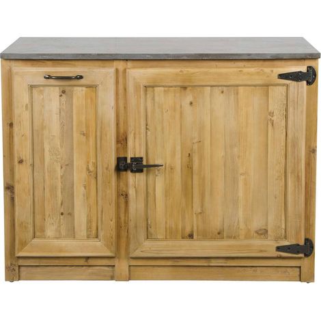 Made In Meubles – Meuble bas de cuisine en bois recyclé – Tiroir coulissant – Dimensions 86x115x60 cm – Style champêtre moderne (1/5)