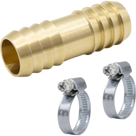 Raccord de tuyau de vidange en laiton avec colliers métalliques, pour usage domestique. (1/5)