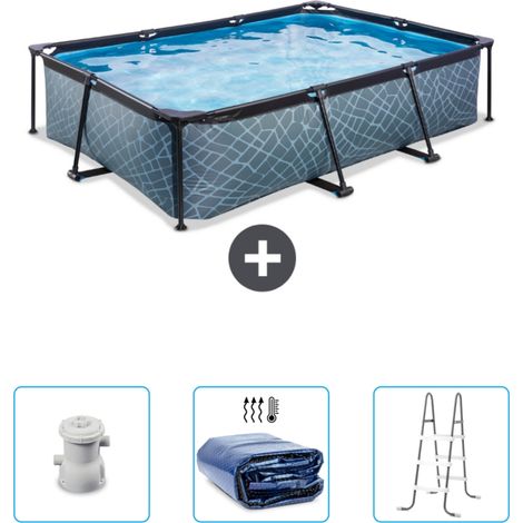 Exit Pool Rechteckig - Steinoptik - 300x200x65 cm - 4-teilig SCB83 (1/3)