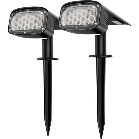 Spot Solaire Extérieur, Projecteur Solaire 2-en-1 Installation 3 Modes pour Chemin Patio Allée , 2 PACK 34 LEDs Lampe Solaire Extérieure Jardin Etanche, (1/4)