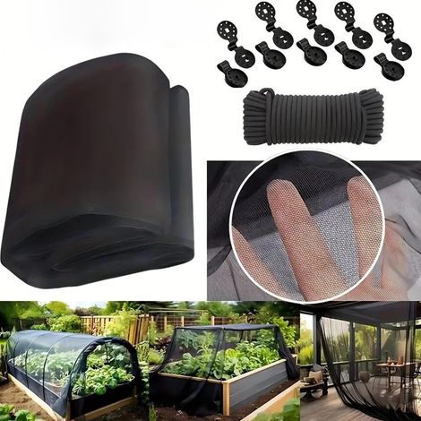 2 Stück 2,4 x 4 m feinmaschiges Insektennetz, Gartenpflanzenschutz, Moskitonetz, Vogelschutznetz, geeignet für Pavillondächer, Gemüsegärten (Schwarz)