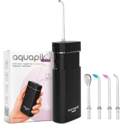 Mini Hydropulseur Dentaire Portable avec Réservoir d’Eau Rétractable 140 ml, Irrigateur Buccal Rechargeable USB, 4 Buses, 3 Niveaux de Puissance, Nettoyage Buccal en Profondeur (1/5)