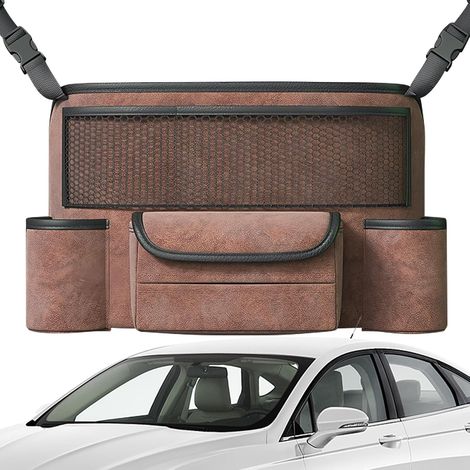 Organiseur de siège de voiture, poche arrière de siège passager  Sac de siège arrière de voiture avec grande capacité, poche de siège passager réglable, sécurisé avec sangles latérales pour le (1/5)