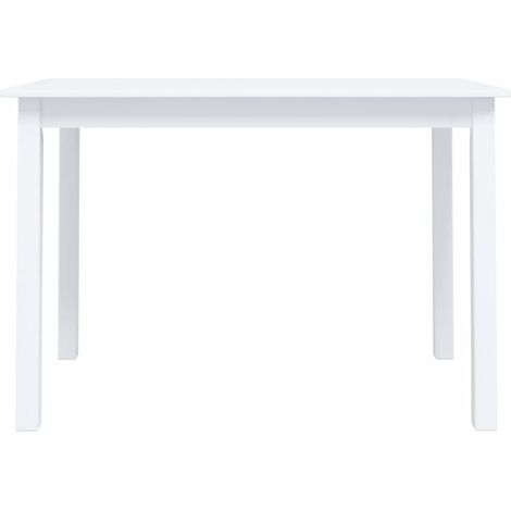 INLIFE Table de salle à manger Blanc 114x71x75 cm Bois d'hévéa massif (1/5)