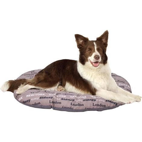 1 - Coussin Pour Chien - Tapis Pour Niche - Forme Ovale Rembourrage Doux Lavable Machine Pour Chiens Et Chats Marron 85x55cm (1/5)