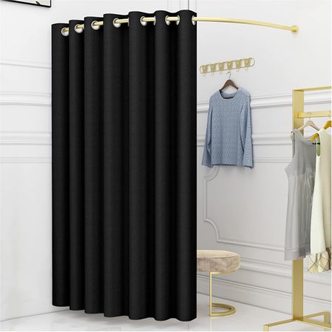 100cm Cloakroom Used in Shopping Malls and Office, Privacy Protection Dressing Room and Room Divider with Shade Curtain, Hanging Rod and Hook (Black, 100 (1/5)