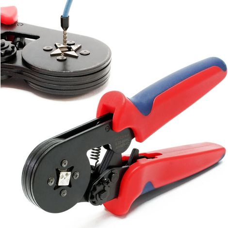 Pince à sertir cosse 0,25-6mm² – Auto-ajustable – Empreinte carrée – Ressort d’acier robuste – Pour sertissage de câbles (1/5)