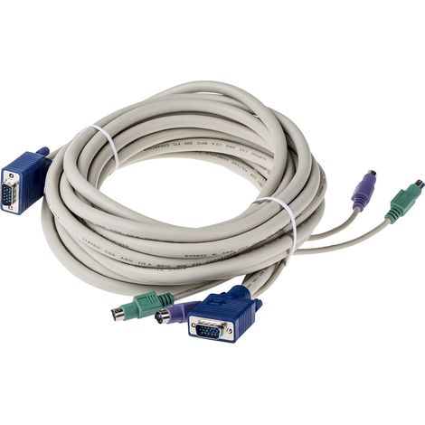 Cordon KVM, PS/2 mâle x 2, VGA vers PS/2 mâle x 2, VGA, longueur 7.5m ( Prix pour 1 ) (1/3)