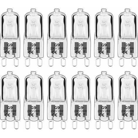 12 Stück G9 Halogenlampen, G9-Leuchtmittel 230V 28W 480lm, 2800K warmweiß, dimmbare Kapsellampen, flimmerfrei [Energieklasse G] (1/4)