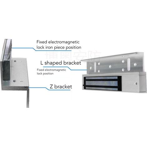 Kit de montaje para cerradura electromagnética de 180 kg con soportes en Z y en L para edificios comerciales. (1/5)