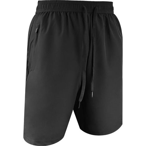 Short Sport Homme, Compression Shorts pour Hommes, Sport Séchage Rapide avec Poches Zippées, Short d'escalade Casual Pantalon de survêtement Noir (1/5)