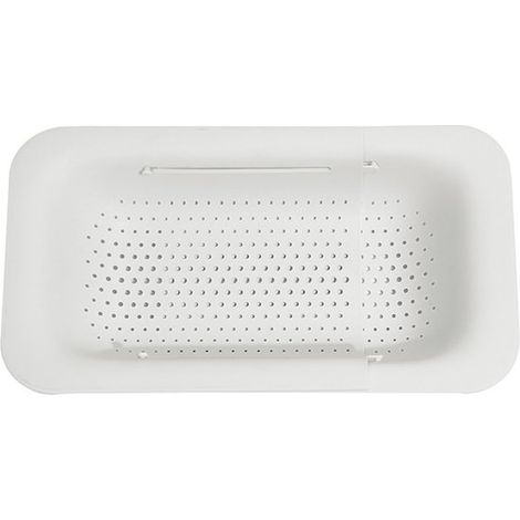 Cesto per frutta estensibile, scolapiatti, scolapiatti regolabile per lavello, colino per verdura, frutta e posate, in plastica, accessorio da cucina salvaspazio (1/5)