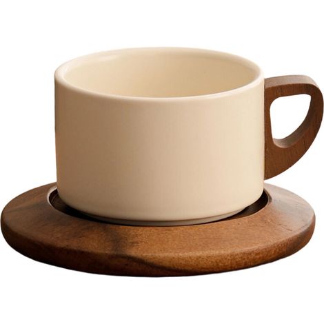 Tazza in ceramica con manico in legno di noce, tazza da caffè-2D (1/2)