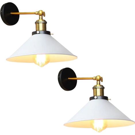 PACK Retro Wandleuchte Innenleuchten Industrie Eisen Leuchte Schlafzimmer Flur Restaurant Weiß (1/4)