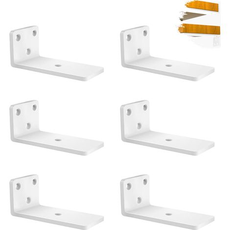 6 Pièces Supports D'étagère Flottants 10 cm, Equerre Charge Lourde Avec Vis Et Ancrages Assortis, Equerre Etagere Murale Métal Maximale de 70kg (1/5)