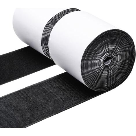 Starkes Klettband 10 cm x 500 cm, selbstklebend, rutschfest, doppelseitig, für Sofakissen, schwarz (1/5)