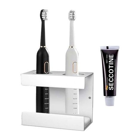 1 Support Brosse à Dents Électrique, 2 Trous, Acier Inoxydable, Terre de Diatomée, Salle de Bain (1/5)