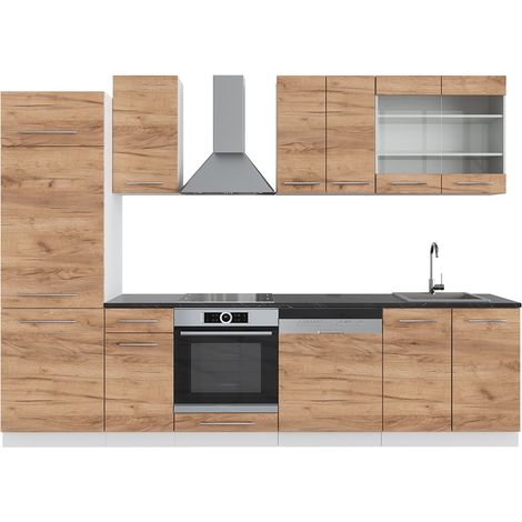 Mueble de cocina Fame-Line, Oro potencia roble/blanco, 300 cm sin encimera, Vicco (1/5)