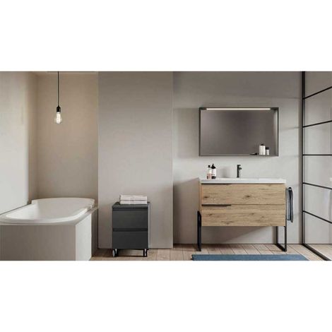 Mobile Bagno FEBE60 cm SospesoVarie Combinazioni di Colori Base 2 cassetti - Lavabo in Ceramica (1/5)