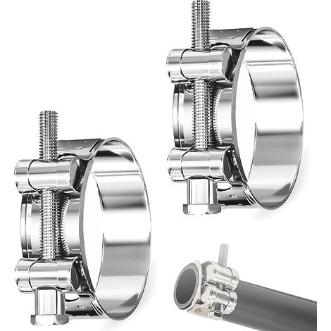 Lot de 2 colliers de serrage articulés, colliers de serrage réglables en acier inoxydable 304 pour tuyaux et tuyaux d'échappement (52-55 mm, largeur de bande 24 mm) (1/5)
