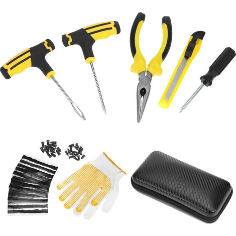 57 pièces Kit de réparation de crevaison, kit Reparation Pneu pour Voiture, Camion, Moto et vélo (1/5)