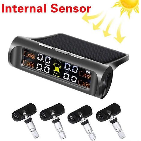 Système de surveillance de la pression des pneus (TPMS) à énergie solaire, alarme de pression des pneus, système de sécurité automobile, réglage de la pression des pneus à 360°, alerte de température (1/5)