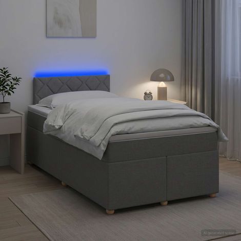 vidaXL Cama box spring con colchón Gris Claro 120 x 190 cm Tela (1/5)