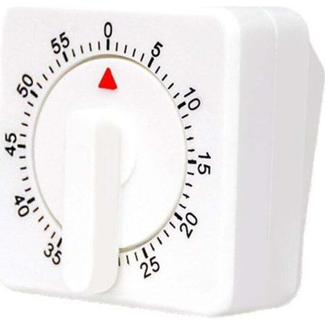 Timer meccanico da cucina (60 minuti), display quadrato bianco con allarme sonoro – Bianco (1/4)