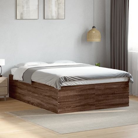 Estructura de cama madera de ingeniería marrón roble 135x190 cm vidaXL (1/5)