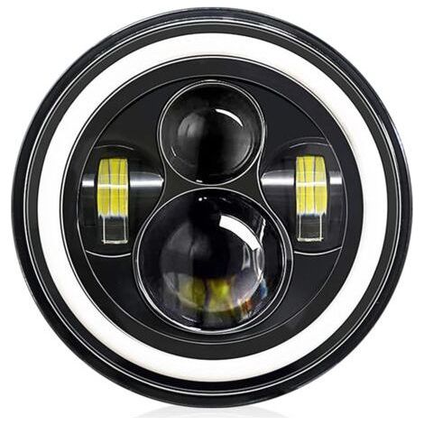 Fari LED da 7 pollici per auto e motocicli, 4 modalità, luce di lavoro, H4 LED, 140W, 14000lm, fari con angel eye, bianco 6000K / ambra 3000K, per 9V-30V, auto, motocicletta, veicolo passeggeri, camio (1/5)