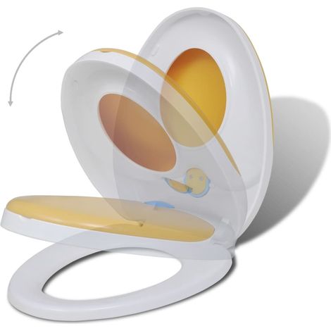 Sièges de toilette et couvercles 2 pcs Plastique Blanc et jaune (1/5)