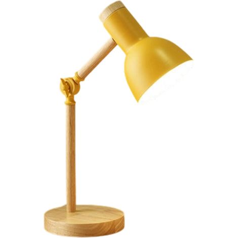 Lampe de chevet - lampe de table en bois, lampe de table créative et flexible (jaune)