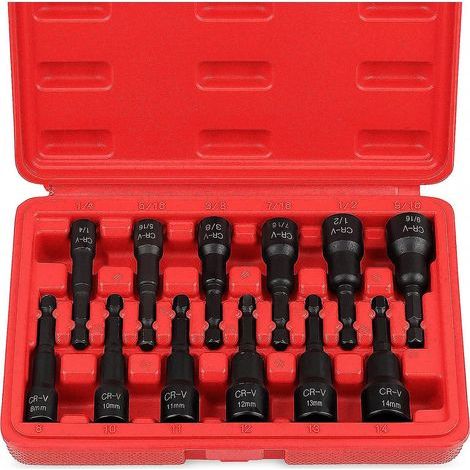Juego magnético de 12 piezas para tuercas y destornilladores - Juego premium de tuercas hexagonales, destornilladores y brocas de impacto, cambio rápido de 1/4 de pulgada (1/3)