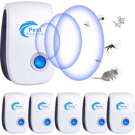 Répulsif Ultrason Anti-Rongeurs Insectes, 6 pcs Ultrason Anti Moustique Ultrason Souris et Rats, Intérieur Répulsif Électronique Insectes pour Souris, Rats Fourmis Araignées Moustiques