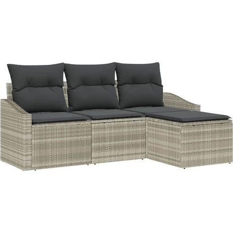 Maison Exclusive - Set di divani con cuscino 4 pcs Grigio chiaro polyrattan