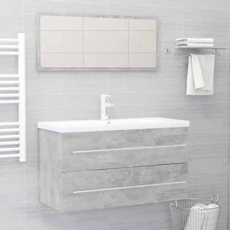 Ensemble de meubles de salle de bain 2 pcs Gris béton (1/5)