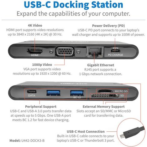 EATON USB-C Dock 4K HDMI VGA H