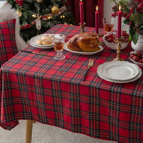 Nappe rouge de Noël et du Nouvel An pour salon, décoration, nappe à thé, set de table, nappe rectangulaire 140 x 180 cm
