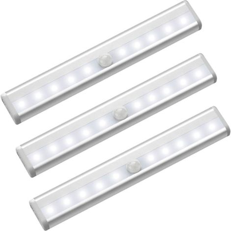 Lot de 3 lampes LED à détecteur de mouvement pour placards, éclairage magnétique activé par le mouvement, éclairage sous placard, rechargeables sans fil par USB. (1/4)