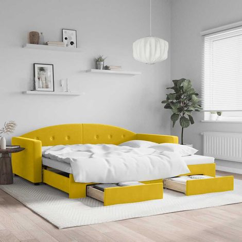 vidaXL Sofá cama nido con cajones terciopelo amarillo 100x200 cm (1/5)
