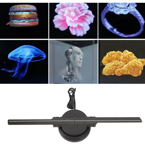 Projecteur Holographique 3D Ventilateur LED 224 Points Résolution 1024x224 Contrôle à Distance Alimentation US 100-240V